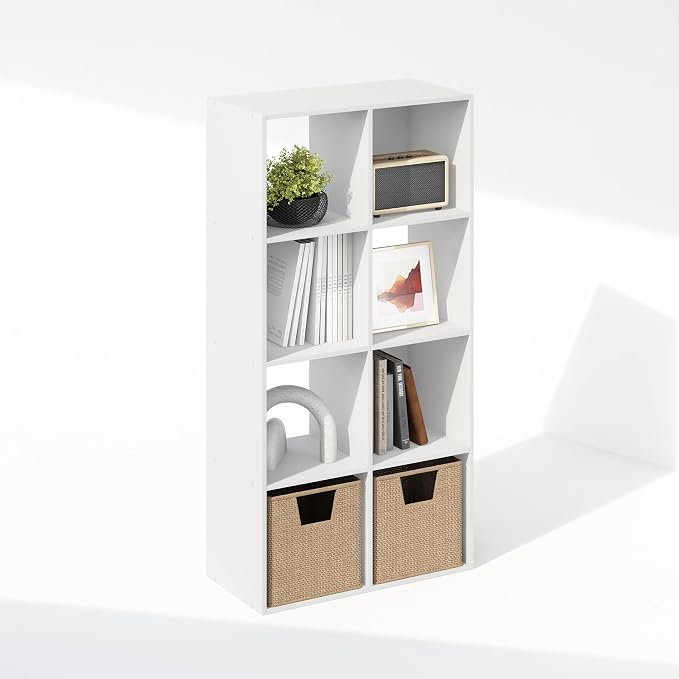 Furinno PELLI Book Shelf, 8-Cube Bookshelf, Horizontal Cube Storage Organizer - Image 5