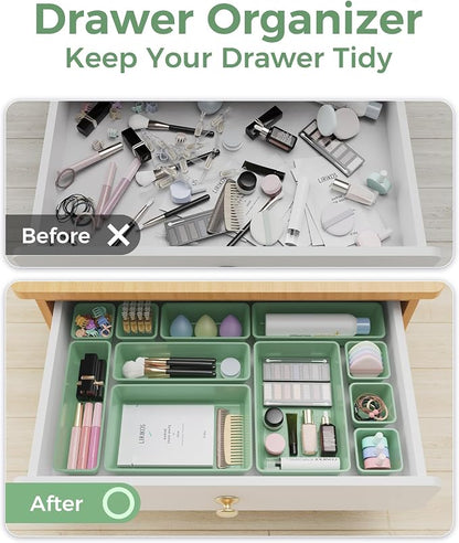 BiuLeon 25 PCS Plastic Drawer Organizers Set, 4-Sizes Vanity and Makeup - Image 4