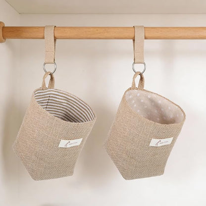 2 Pack Hanging Basket for Door, Small Jute Wall Storage, Hanging Storage Bags - Image 7