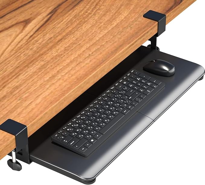 BONTEC Keyboard Tray Under Desk, Pull Out Keyboard & Mouse Tray by BONTEC