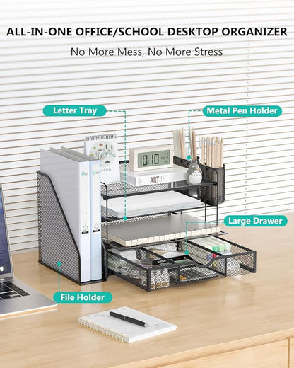 WALI Desk File Organizer, 4 Tier Desktop Paper Letter Tray Organizer - Image 2