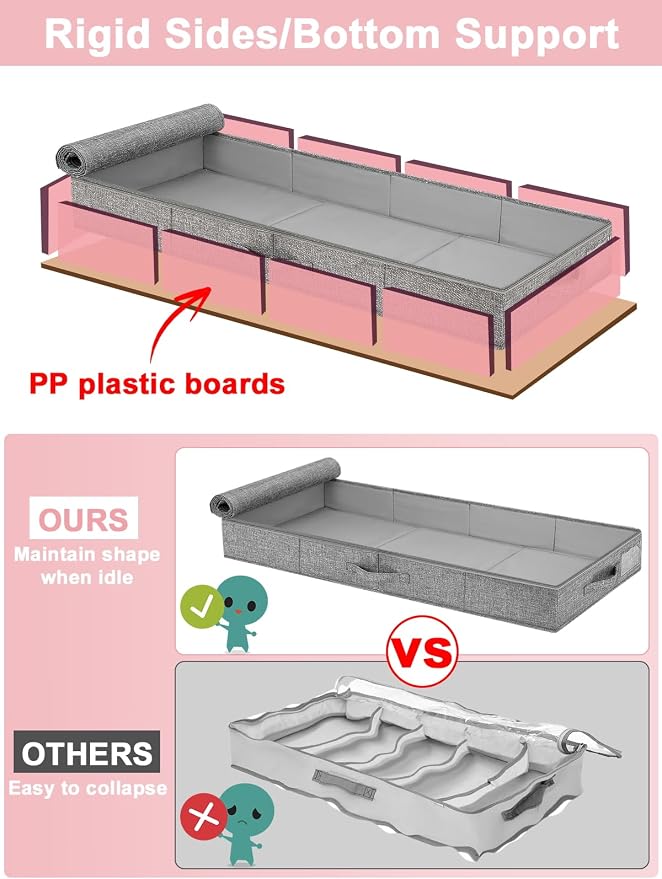 4-Inch Tall Under Bed Storage Container, Low Profile Underbed Storage Bin - Image 4