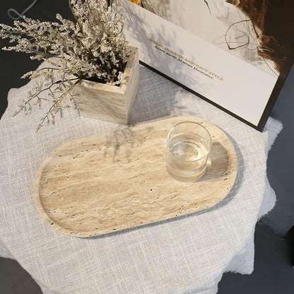 Natural Beige Travertine Marble Luxury Tray, - Image 4