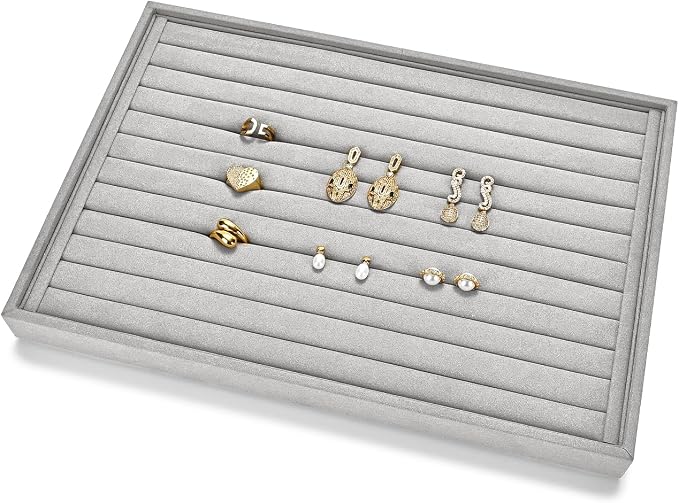 Papte Microfiber Jewelry TrayRing Earring Display Tray Jewelry Drawer Organizer - Image 2