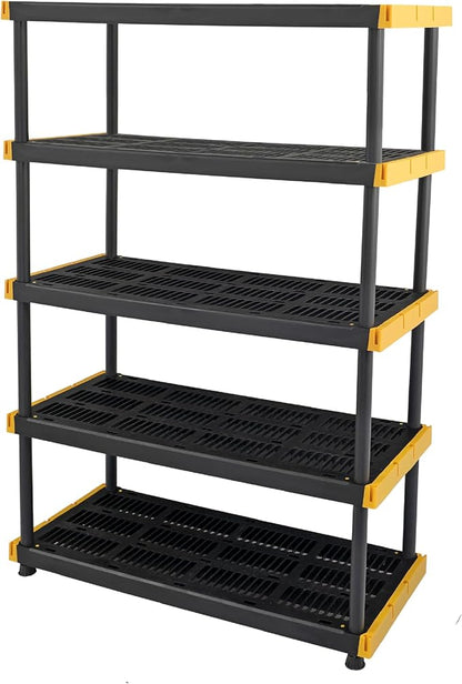 CX Black & Yellow, 5-Tier Heavy Duty Plastic Storage Shelving Unit, 200lbs/shelf by BLACKYELLOW
