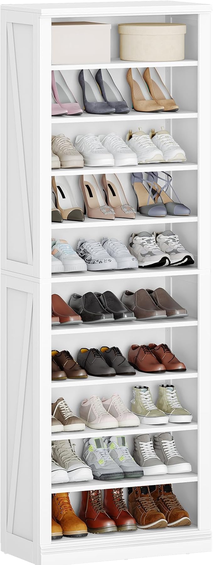 Hzuaneri Shoe Storage Cabinet, 10 Tiers Farmhouse Tall Shoe Cubby Organizer | - Image 8