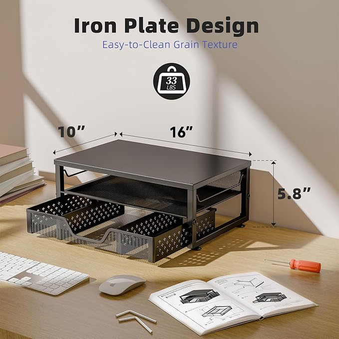 Simple Trending Desk Organizer and Accessories, 2-Tier Computer Monitor Stand - Image 7