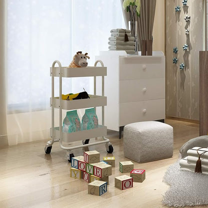 Metal Rolling Cart, 3-Tier Metal Rolling Cart - Image 4