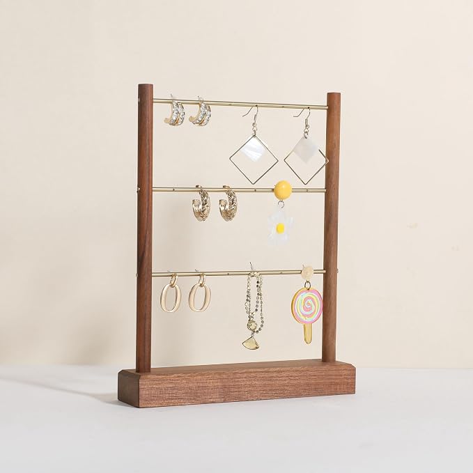 GemeShou Walnut earrings display stand by GemeShou