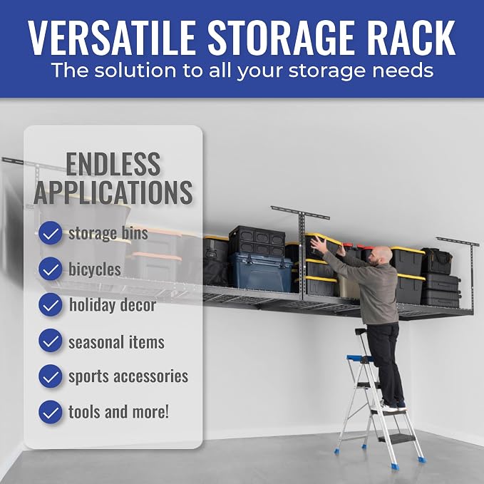 SafeRacks 4ft x 8ft Overhead Garage Storage Rack 2 Rack Pack - Image 4