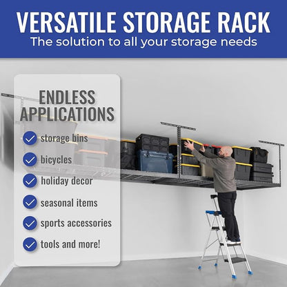 SafeRacks Overhead Storage Rack, Heavy Duty 600 lb Capacity, Adjustable Garage - Image 4