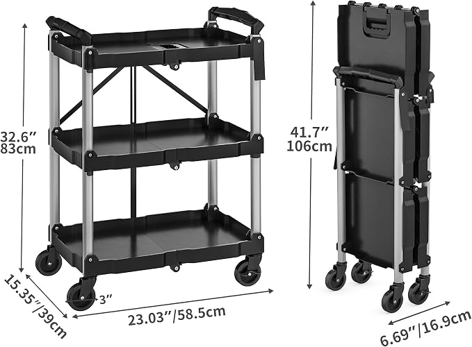 YITAHOME 3-Tier Folding Utility Cart - Image 5