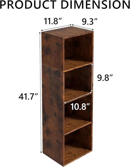 Wooden 4 Cube Storage Organizer, 4 Tier Storage Cubes Storage Display Cubby - Image 3
