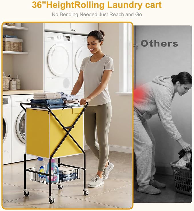 Convenient Laundry Basket with Wheels, Heavy Duty Dirty Clothes Laundry Hamper - Image 6