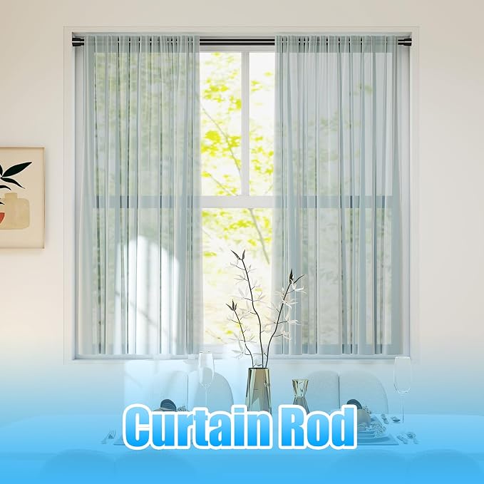 AIZESI 2pcs Adjustable Curtain Rod No Drilling Black Spring Tension Rod - Image 5