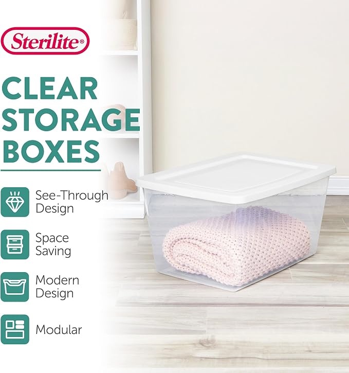 Sterilite 16 Pack Storage Box, 58 Quart Stackable Tote - Image 2