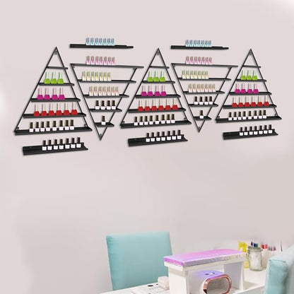 10PCS Black Triangular Nail Polish Racks, 5 Tiers Wall-Mounted Cosmetic Display - Image 2