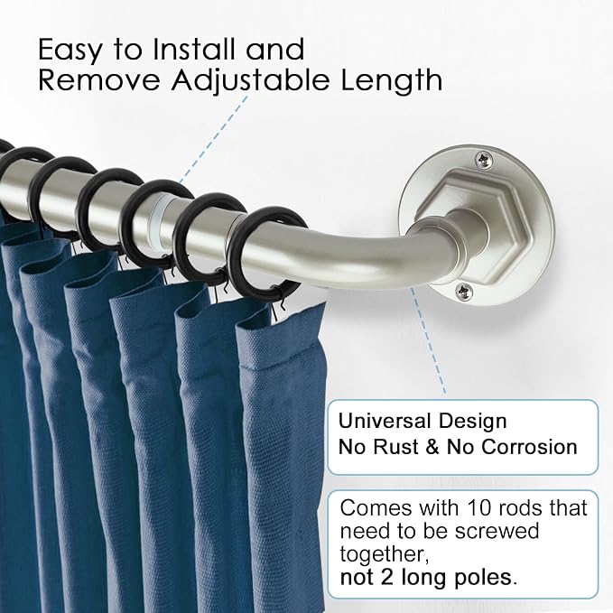 Byondeth Curtain Rods for Windows 16 to 144 Inches Adjustable Blackout Wrap - Image 2