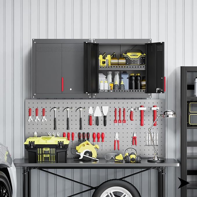 Metal Wall Cabinet, Wall Mounted Garage Storage Cabinet - Image 2