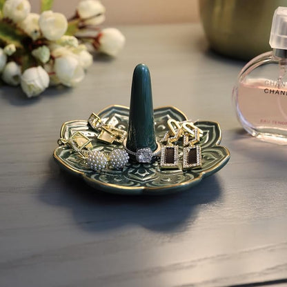 Ceramic Green Mandala Ring Holder Decorative Jewelry Holder/Trinket Tray - Image 4