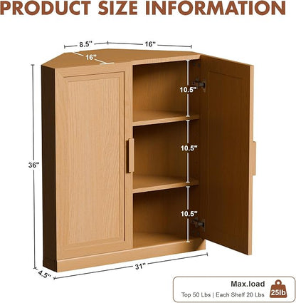 Casaphoria Farmhouse Corner Cabinet, Wooden Corner Storage Cabinet - Image 2