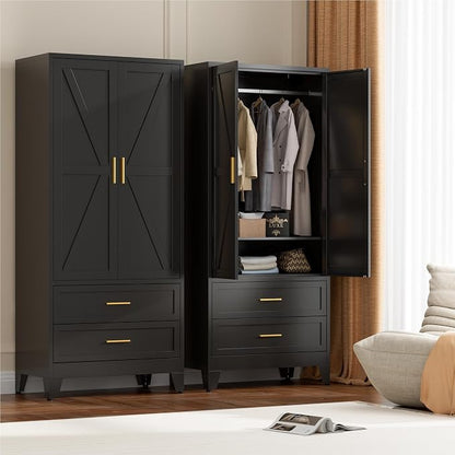 71" Tall Metal Wardrobe Cabinet - Image 6