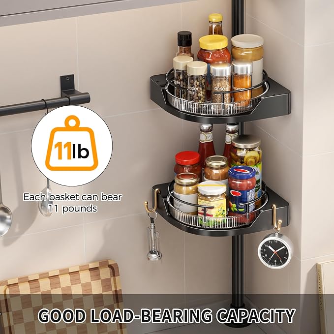 Standing Spice Rack Organizer, Counter Corner Double Tier Lazy Susan, Height - Image 6