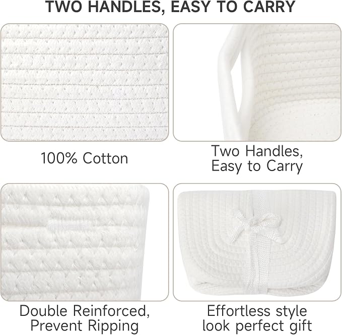 3-Pack Storage Baskets for Organizing | Woven Shelf Toy Basket | Rope Baskets - Image 8