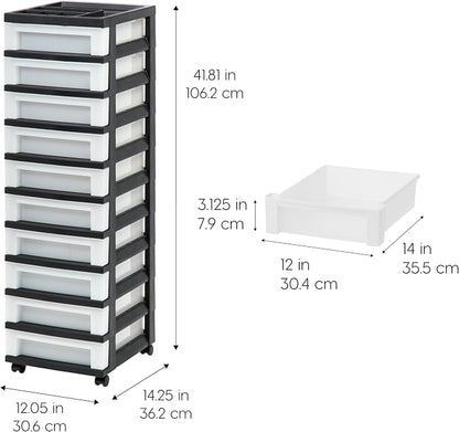 IRIS USA 10-Drawer Rolling Storage Cart, office essentials, classroom items - Image 3