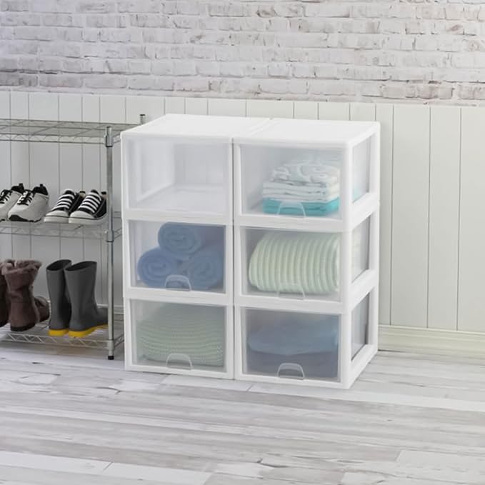 Sterilite 27 Qt and 16 Qt Clear Plastic Stackable Organizer Drawers - Image 5