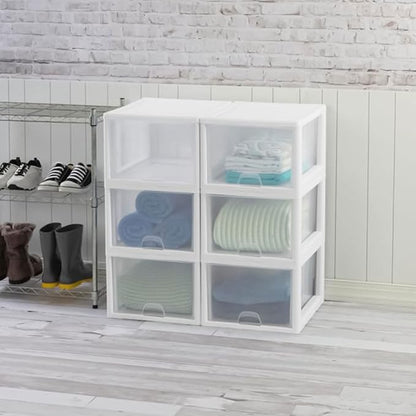 Sterilite 27 Qt and 16 Qt Clear Plastic Stackable Organizer Drawers - Image 5