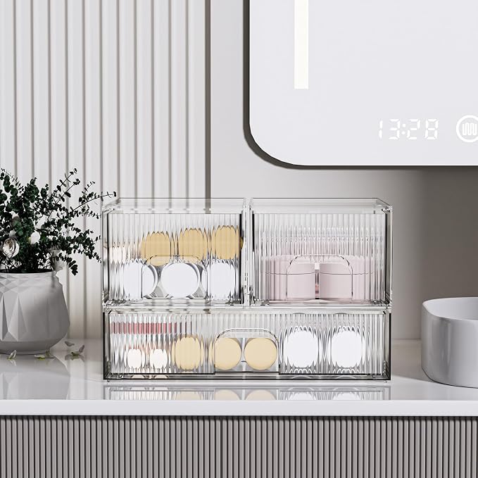 ZHIAI 3 Pack Clear Stackable Cosmetic Organizer - Image 2