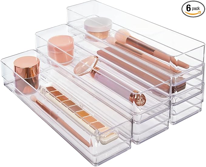 STORi SimpleSort 6-Piece Stackable Clear Drawer Organizer Set | 12" x 3" x 2" by STORi