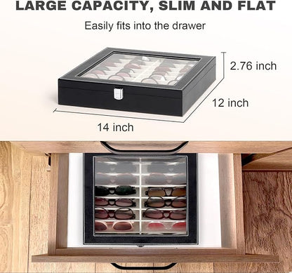 Sunglasses Organizer Case with Adjustable Slots, Eyeglasses Display with Lid - Image 4