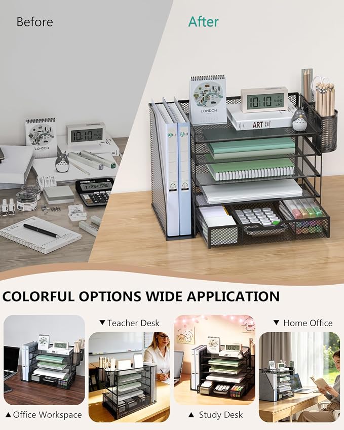 WALI Desk File Organizer, 5 Tier Desktop Paper Letter Tray Organizer - Image 6