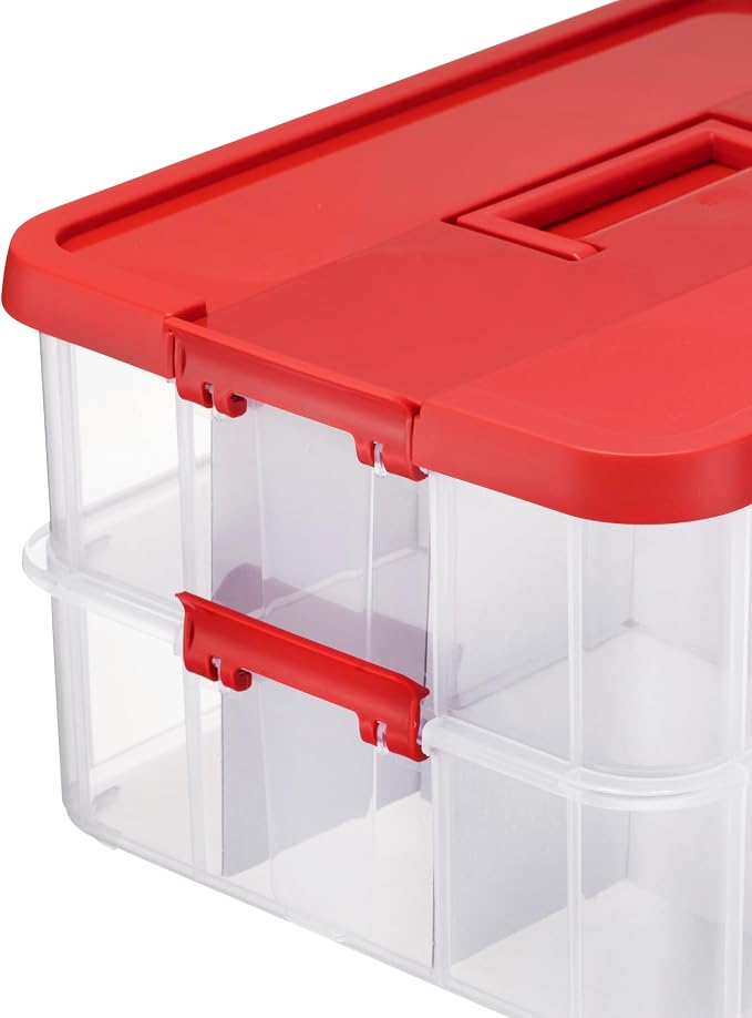 Tribello 2-Layer Christmas Ornament Storage Box Plastic - Image 5