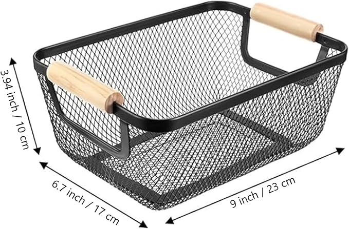 AJIODA 2 Pack Metal Mesh Steel Basket, Small Wire Storage Organizer Basket - Image 3