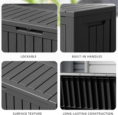 80 Gallon Waterproof Resin Deck Box, UV Resistant Outdoor Storage - Image 6