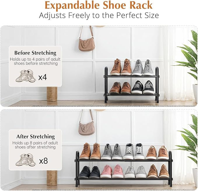 INSMART 2-Tier Expandable Shoe Rack:Stackable and Adjustable Shoes Organizer - Image 2