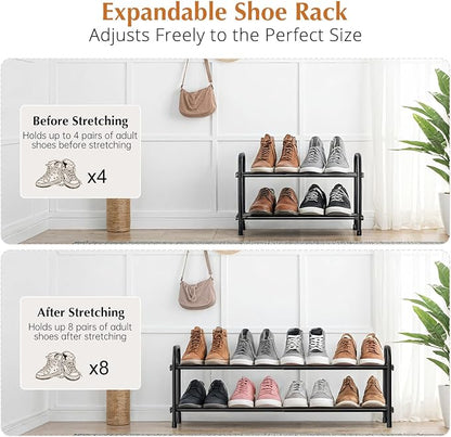 INSMART 2-Tier Expandable Shoe Rack:Stackable and Adjustable Shoes Organizer - Image 2