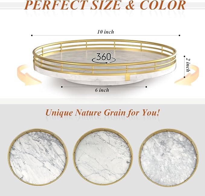 White Marble Lazy Susan Turntable - Image 6