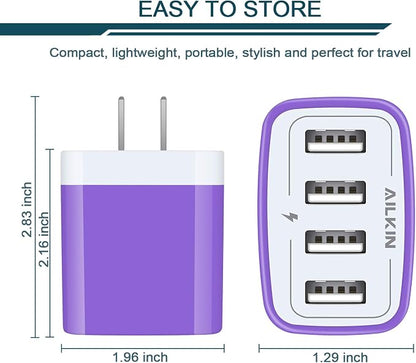 Wall Charger, USB Charger Adapter, 4.8A 4Multi Port Fast Charging Station Power - Image 2