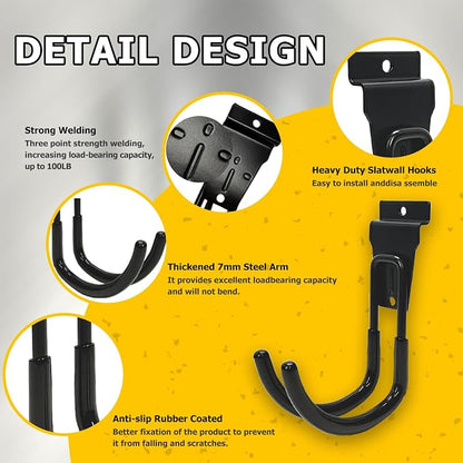 Slatwall Accessories, 22 Pack Heavy Duty Steel Slatwall Hooks, Garage and - Image 3
