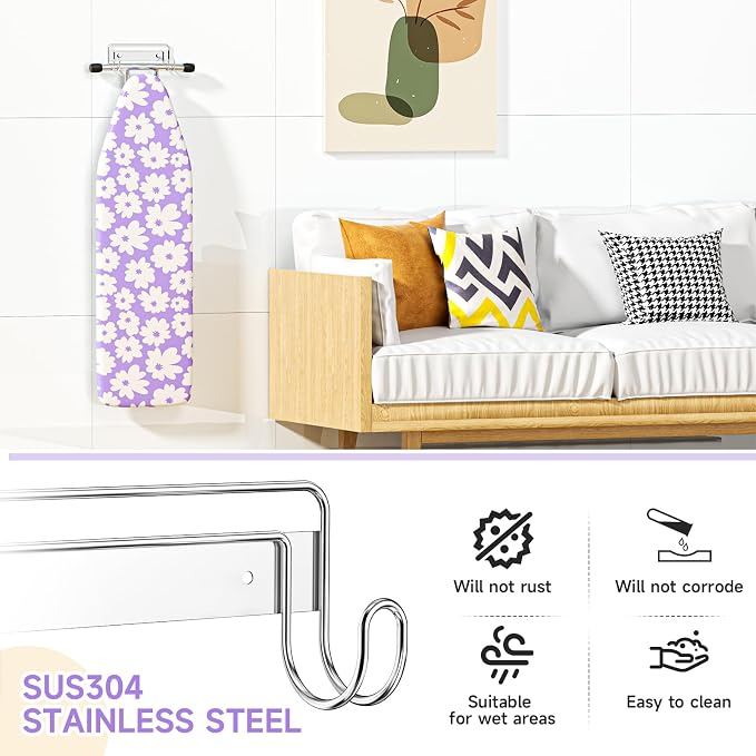 Ironing Board Holder Wall Mount, Iron Board Holder Stainless Steel, Wall - Image 5