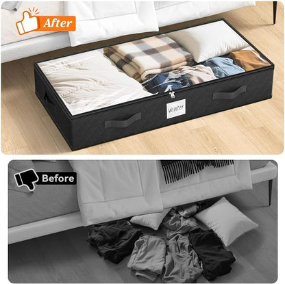 SpaceWhisper 90L Under Bed Storage Containers, Foldable Closet Organizers and - Image 6