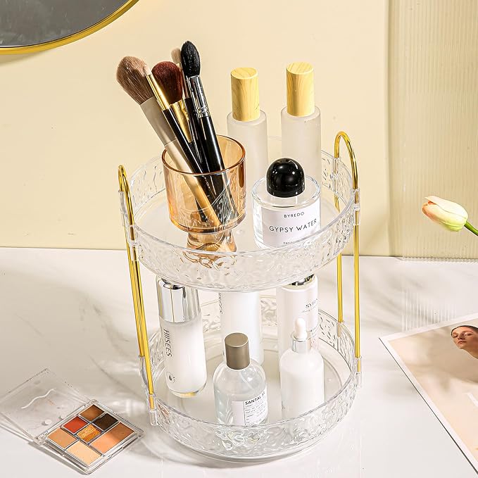 Fangoo 3 Tiers Clear Rotating Makeup Organizer - Image 6