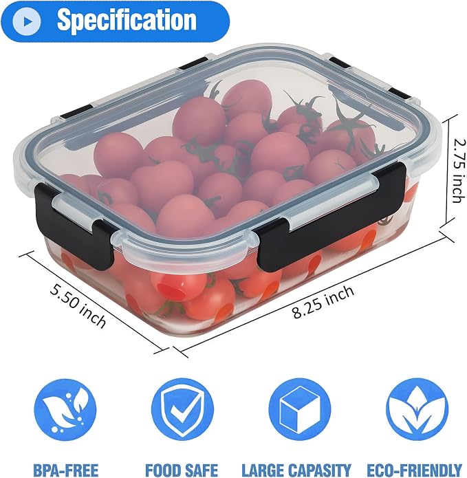 5-Piece Set, 36 oz Glass Meal Prep Containers - Image 3