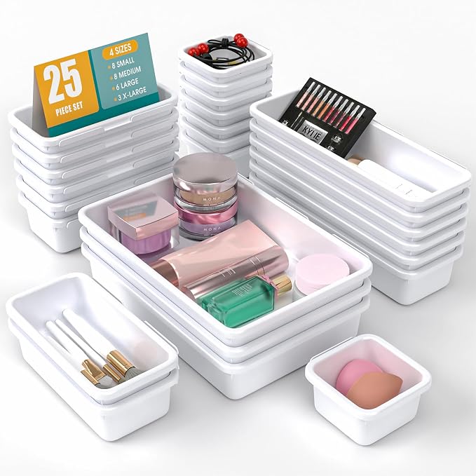 25 PCS Drawer Organizer Set, 4 Size Makeup Drawer Divider Organizer by StoreHappily