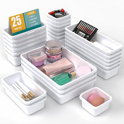 25 PCS Drawer Organizer Set, 4 Size Makeup Drawer Divider Organizer by StoreHappily