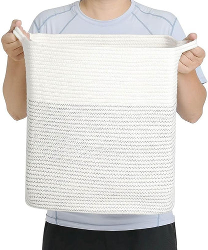 Tall Laundry Basket With Handles, Woven Cotton Rope Big Laundry Hamper Sorters - Image 7